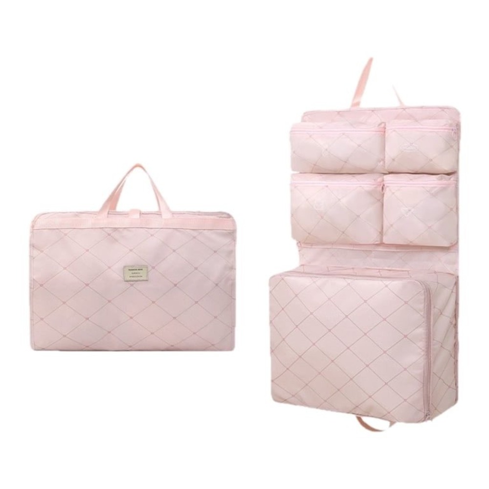 Pink Hanging Travel Organizer Foldable Garment Packing Bag Lingerie Storage